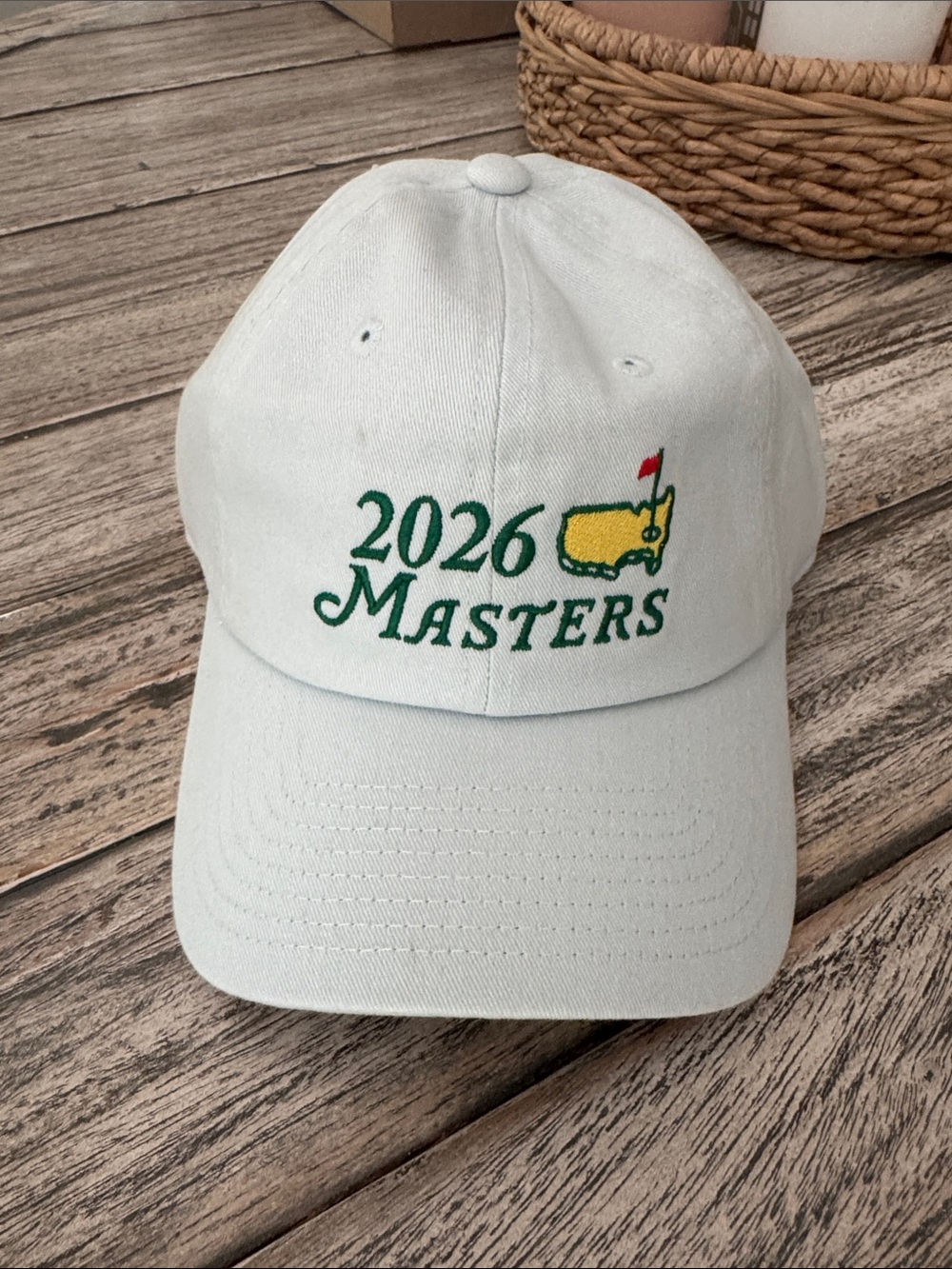 Masters 2026 Embroidered White Cap with Green and Yellow Logo